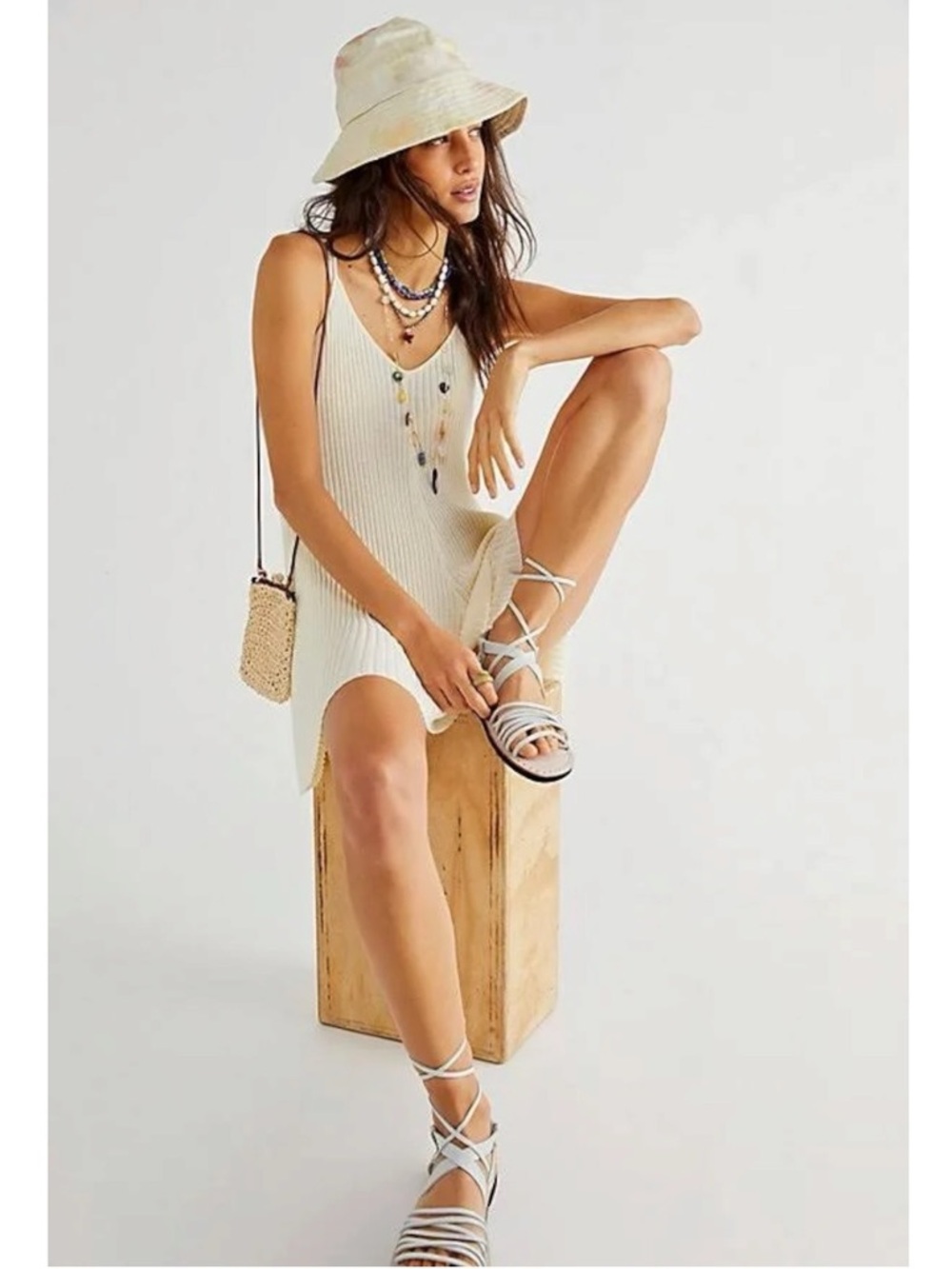 Free People Willow Wrap Gladiator Leather Sandals Bone Size 36 5 5.5 6 Bohemian